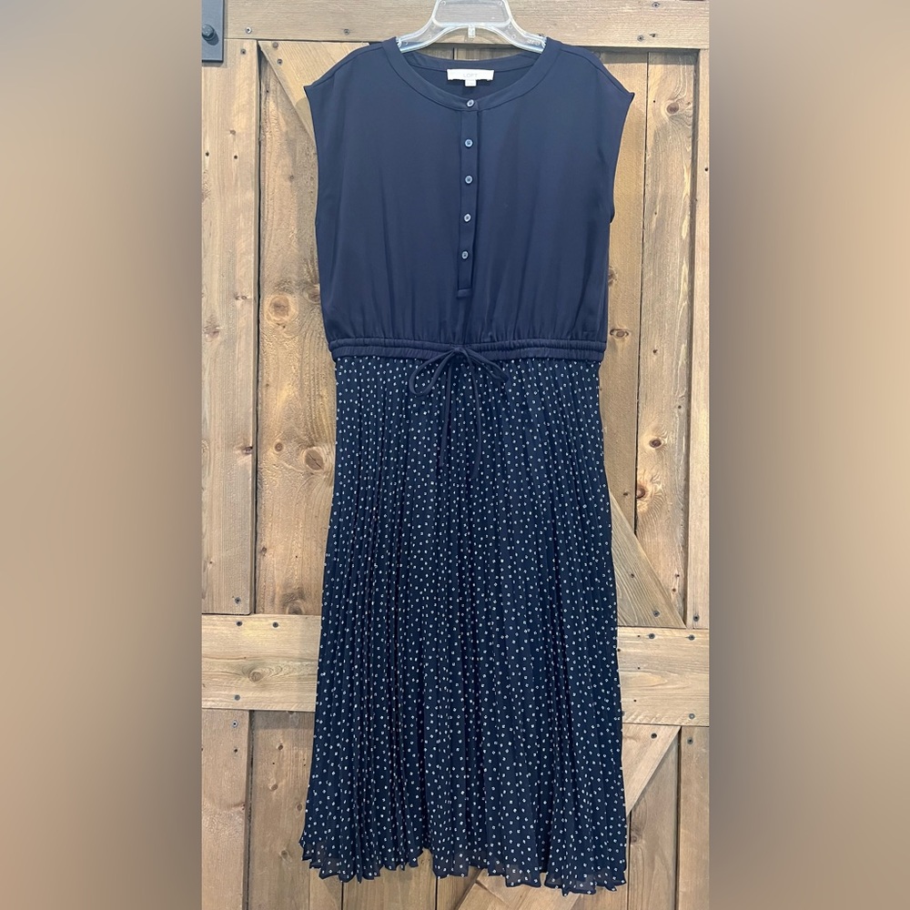 LOFT Navy and White Dress Size 8